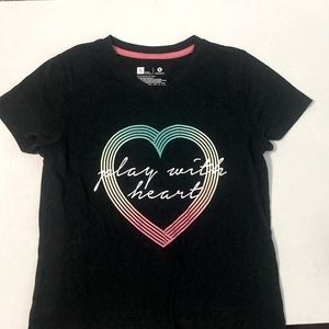 Kids Short Sleeve Black V-neck T-shirt